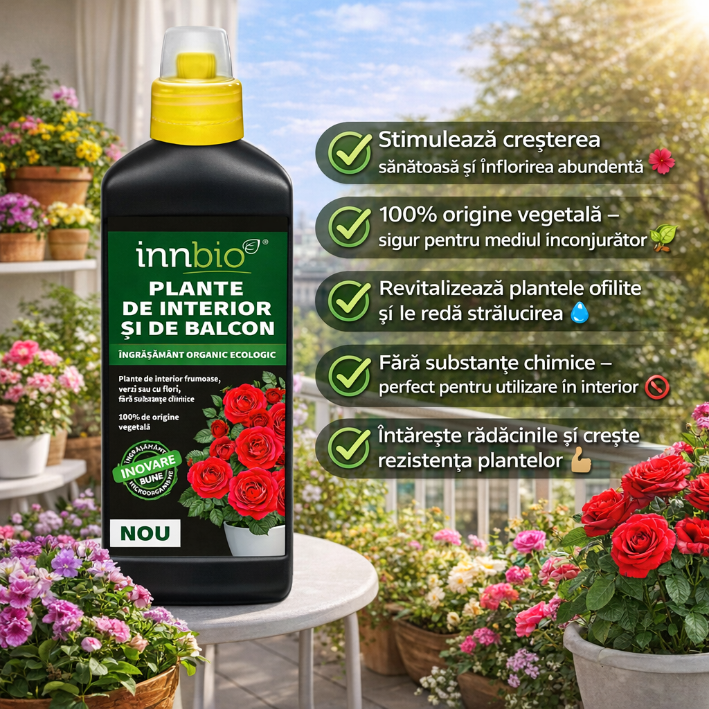 Îngrășământ organic – Plante de Interior și de Balcon 1L